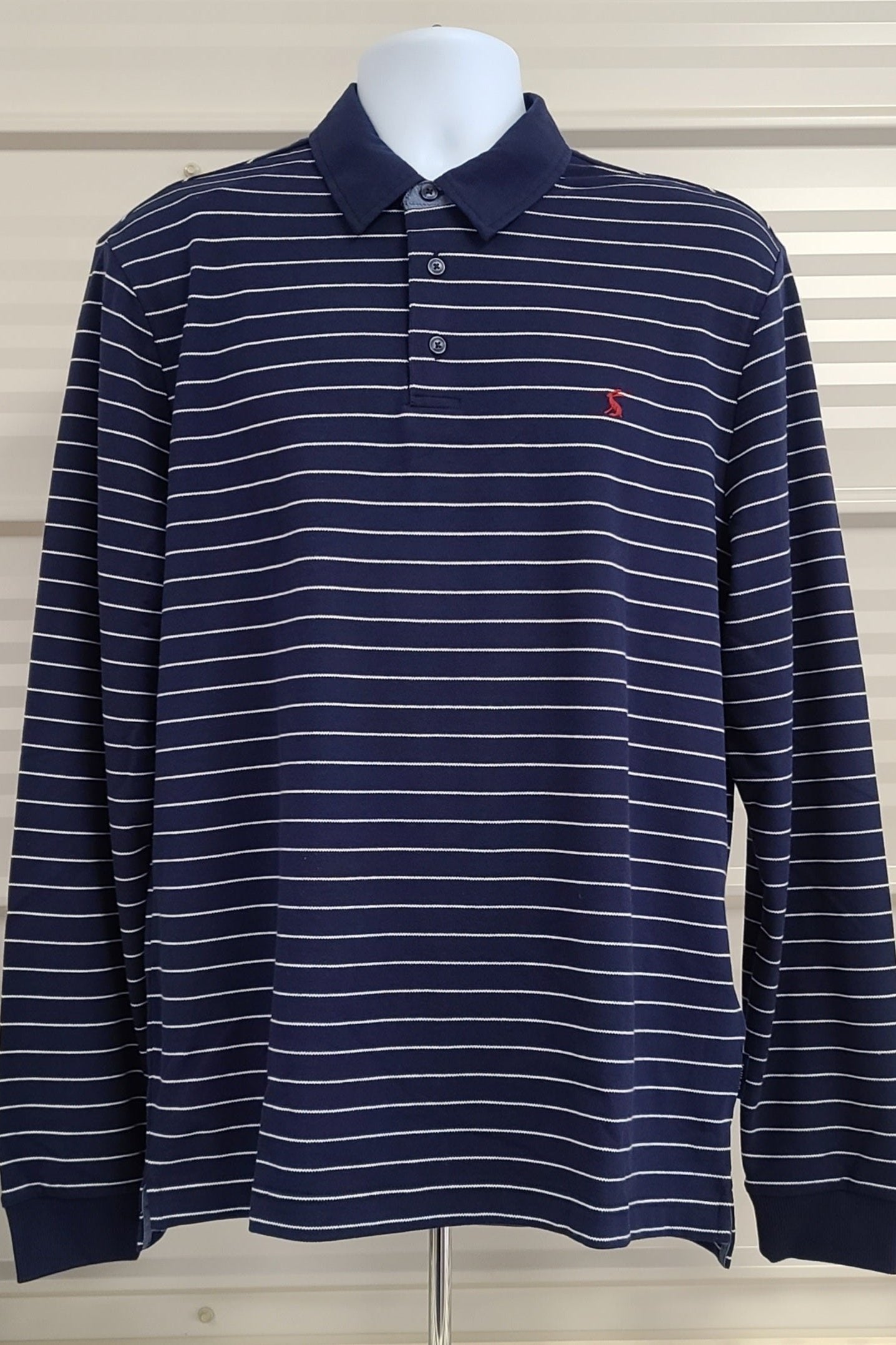 Joules Woodwell Navy & Cream Stripe Long Sleeve Polo