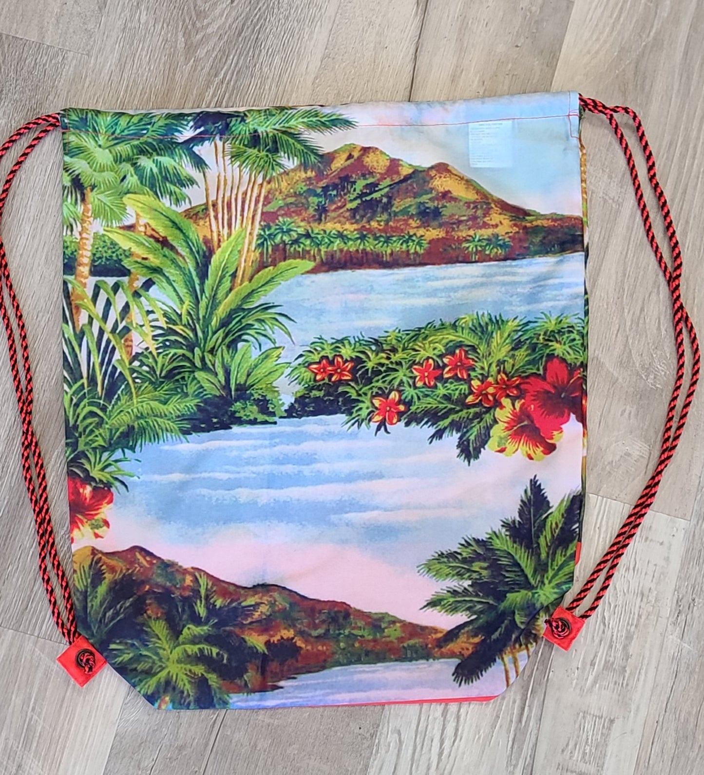 Tropical drawstring bag