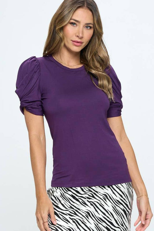 Renee C. Solid Short Sleeve Top