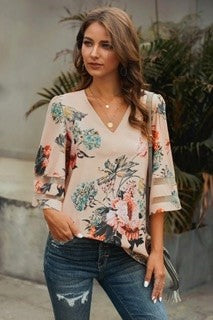 Tracie's Floral 3/4 Sleeve Blouse
