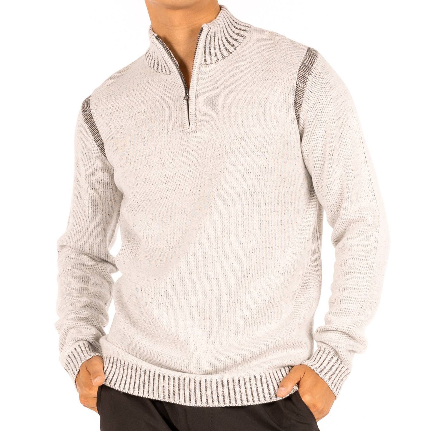 Hedge Plated Yarn Quarter Zip Sweater